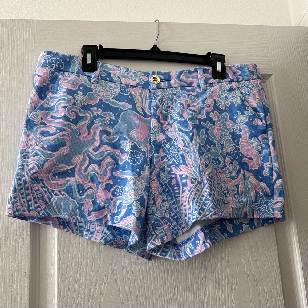 Lilly Pulitzer Callahan Knit Short Blue Peri Turtley Size 10 NWT